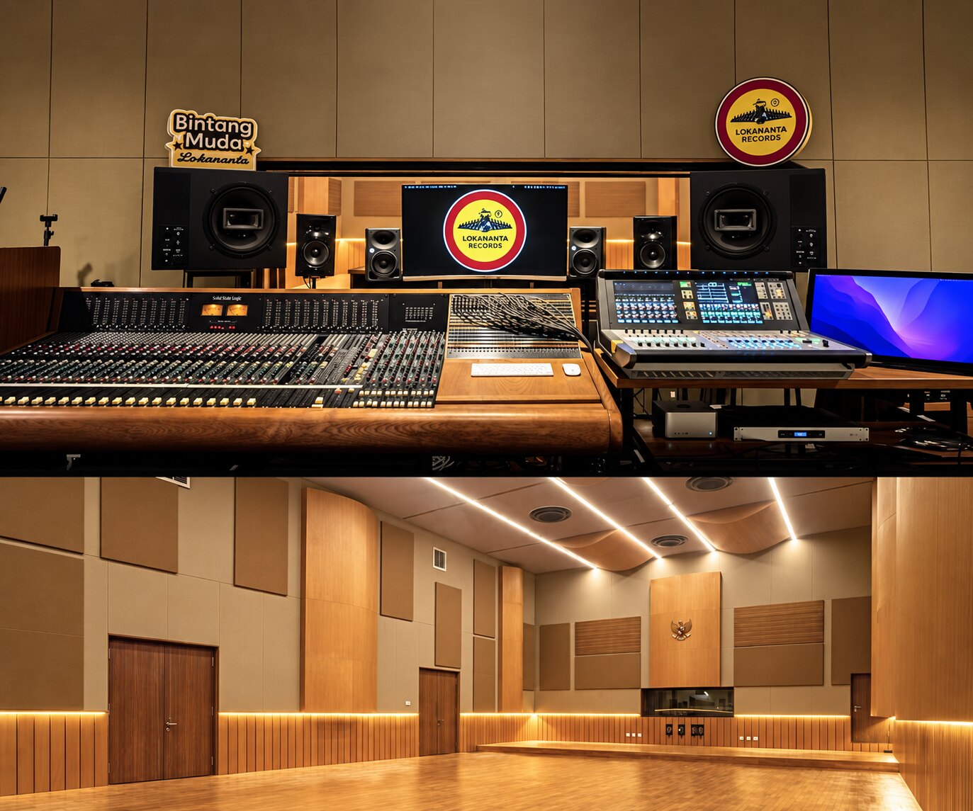 Studio Lokananta control room and live room